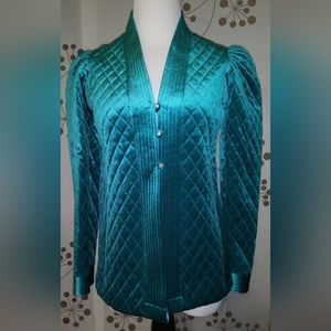 Tom Bezduda for Barad & Co Emerald Quilted Velvet Blazer Jacket PS Petite S XS